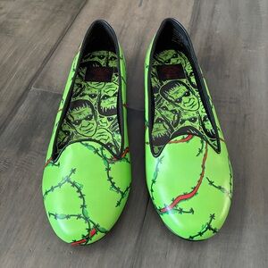 Strange Cvlt Green Zombie Horror Frankenstein Flats - Size 8